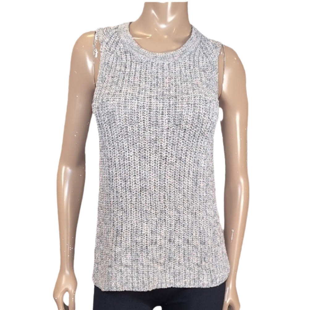 Reitmans Pastel Confetti Knit Sleeveless Sweater Tank Top Grey Pink Womens XS